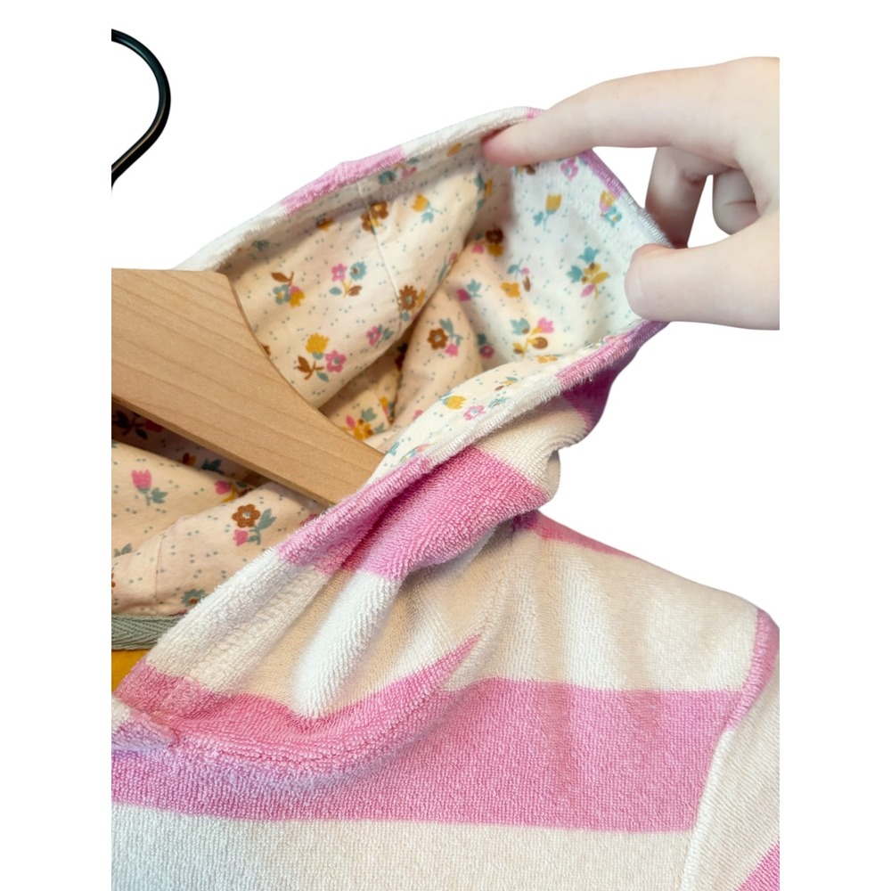 Mini Boden Girls Pink Striped Terry Cloth Ice Cream Cupcake Toweling Hoodie 5-6Y - Picture 4 of 6